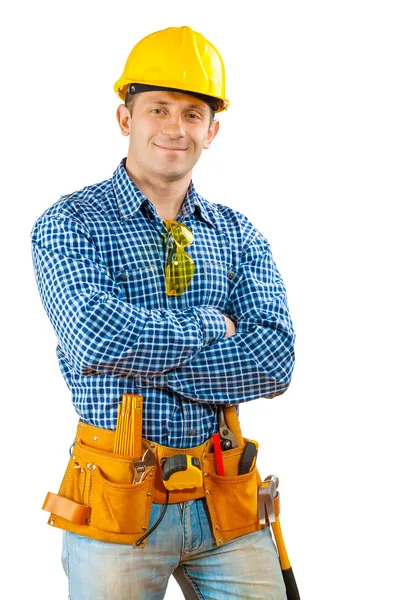 Un trabajador con casco — Foto de Stock