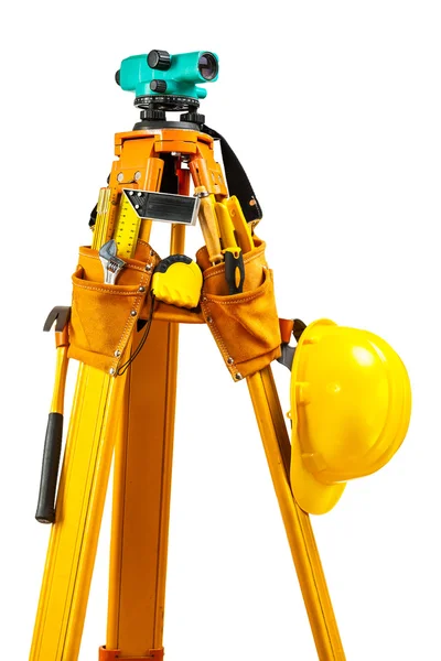 Theodolite with tools isolated — Stock Photo, Image