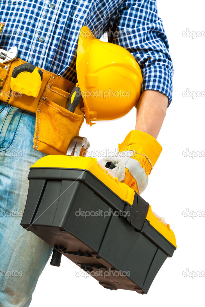 Toolbox in hand of worker