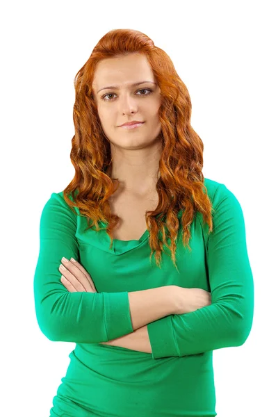 Красивая девушка в зеленой одежде — стоковое фото