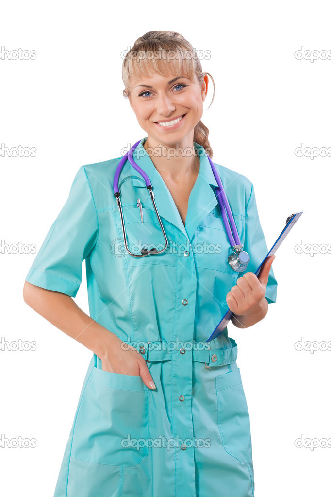 a female doctor with folder isolateed