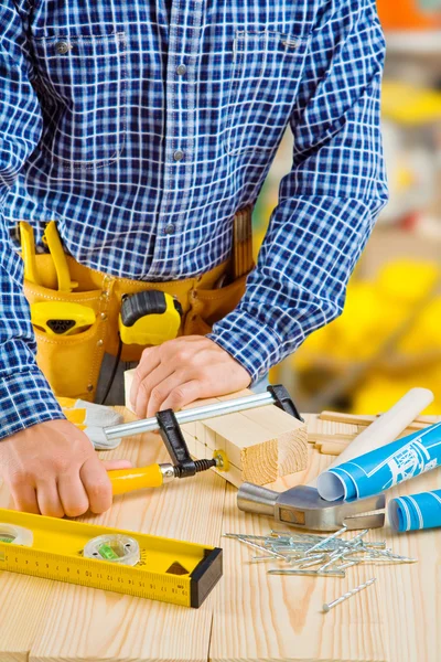 Fixing of wooden planks — Stock Photo, Image