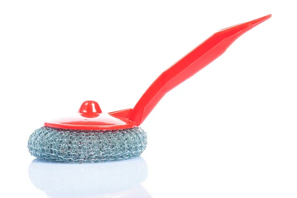 Scrub brush with red handle isolated — Stock Photo, Image
