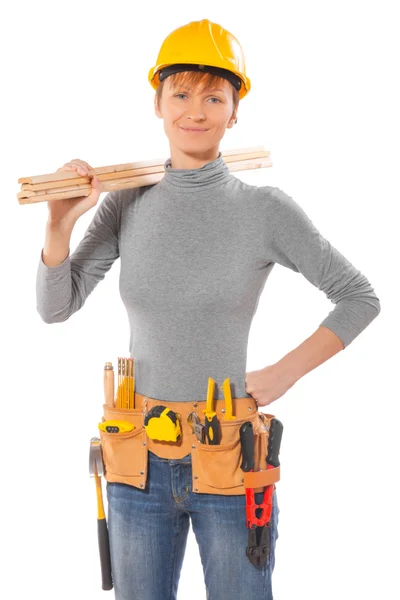 Female worker wearing working clothes — Stock Photo, Image