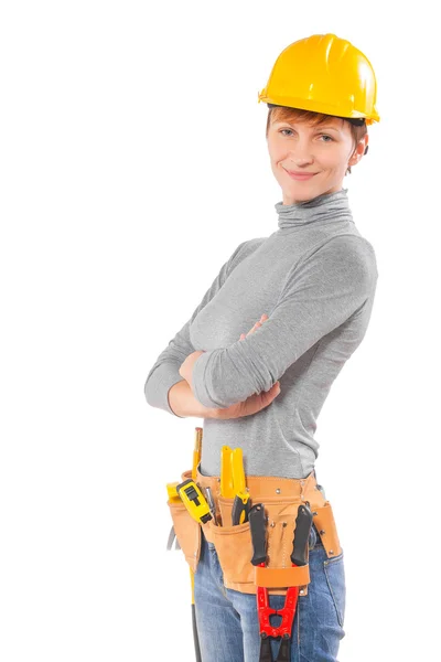 Worker wearing working clothes with tools — Stock Photo, Image