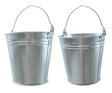 Two metal buckets clipart