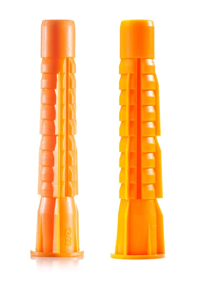Nuovi ancoraggi a parete in plastica arancione — Foto Stock