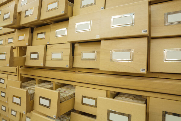 Library wooden card catalog