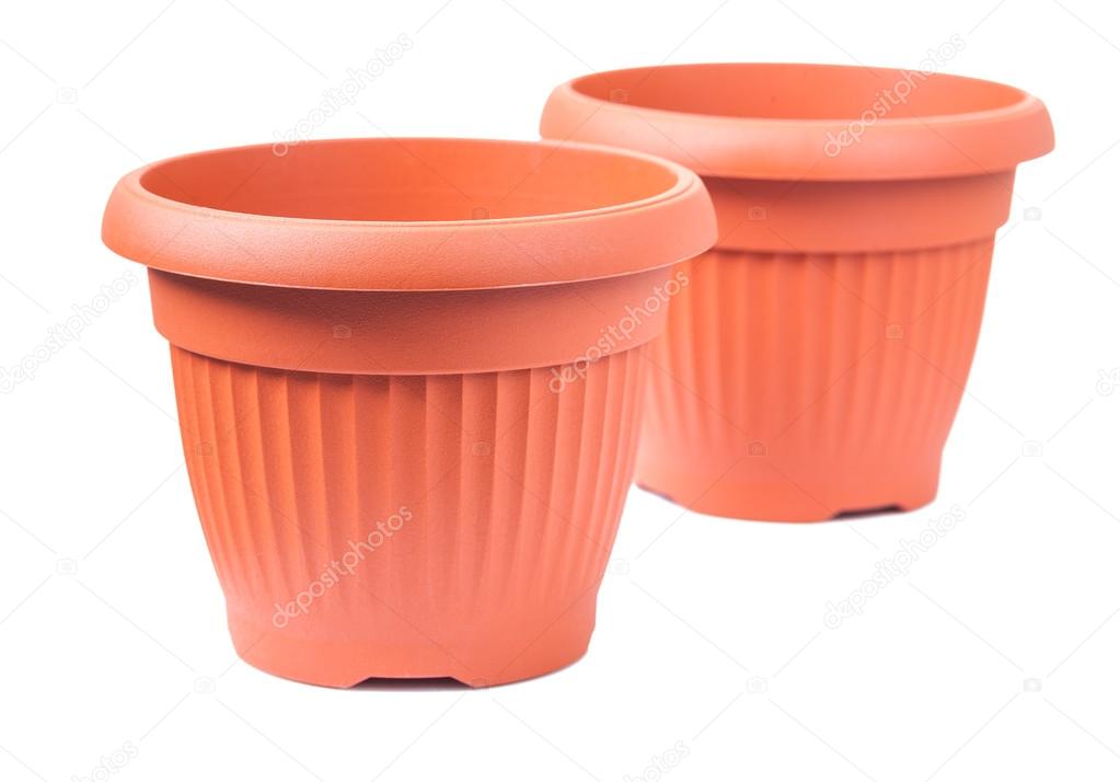 Two plastic pots for flowers