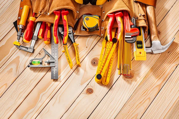 Großes Set Werkzeugen Der Werkzeugbandoberseite — Stockfoto