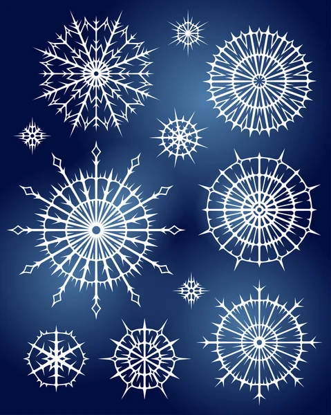 Ensemble de flocons de neige — Image vectorielle