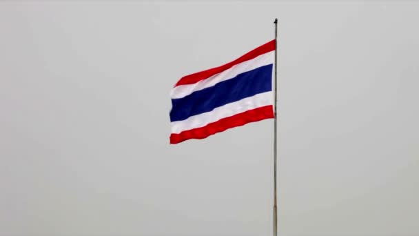 La bandera nacional del Reino de Tailandia ondeando al viento — Vídeo de stock