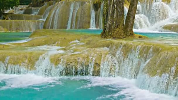 Video 1080p - Khouang si Wasserfall aus nächster Nähe, laos — Stockvideo