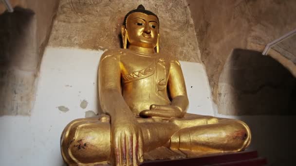 Video 1920x1080 Statua del Buddha dorato. Birmania, Bagan — Video Stock