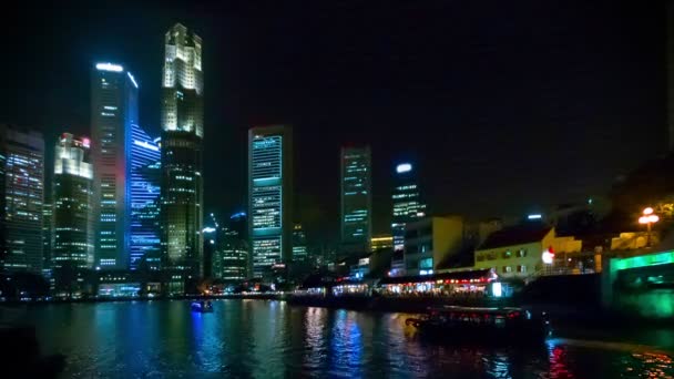 Видео 1920x1080 - Вид на деловой центр Сингапура и реку — стоковое видео