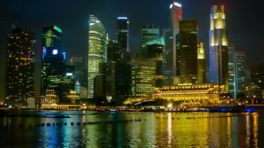 yüksek tanımlı video - Singapur gökdelenler, gece