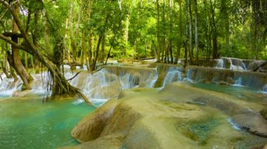 video 1080p - kouang si şelale, laos, luang prabang. Genel Görünüm