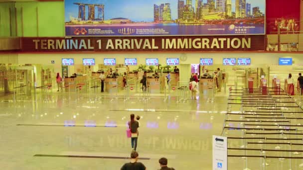 SINGAPORE - CIRCA DEC 2013: Tourists in Singapore airport — Stock Video