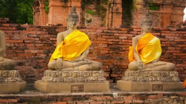 eski bir Budist tapınağında video 1920 x 1080 - Buda heykelleri. Tayland, ayutthaya, wat yai chaimongkhon