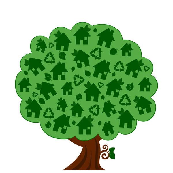 Ilustración vectorial de un árbol ecológico verde — Vector de stock