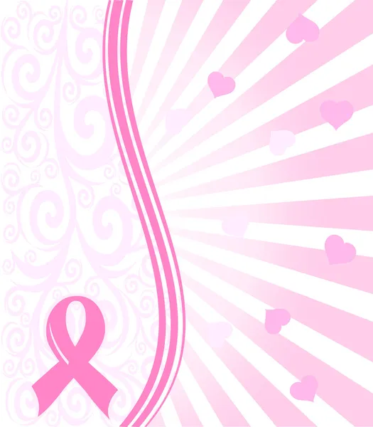 Vector illustration of a pink ribbon breast cancer support back — Stock Vector