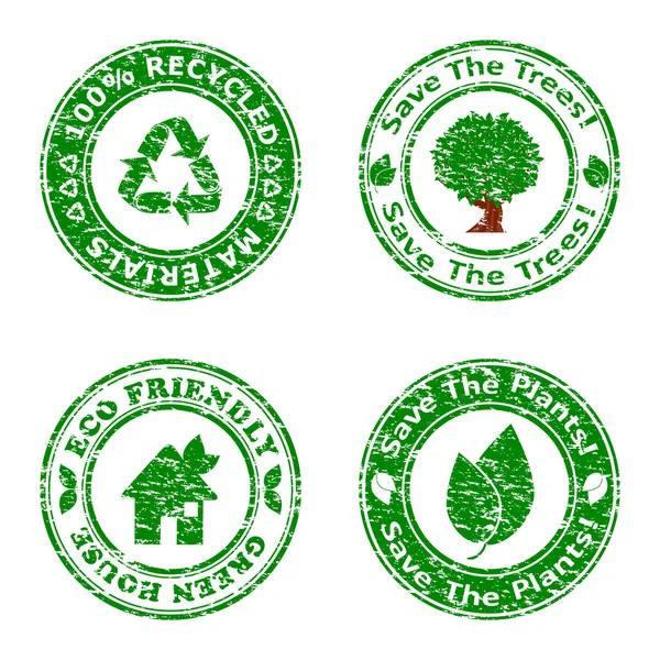 Vector illustration of a set of green environmental icons isolat — Stock Vector