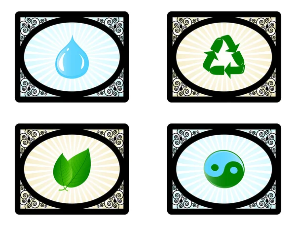 Vector illustration of a set of environment icons isolated on wh — Stock Vector