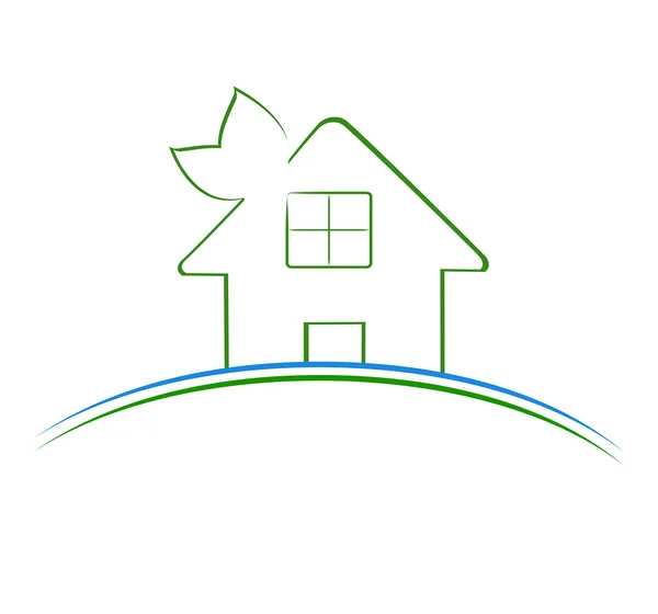 Διανυσματική απεικόνιση ενός πράσινου εικονιδίου σπιτιού — Διανυσματικό Αρχείο