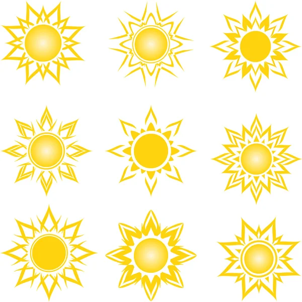 Vector illustration of a set of an abstract suns — Stock Vector
