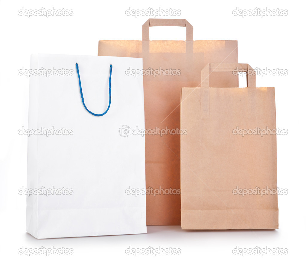 Three shopping bag on white