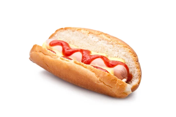 Hotdog no fundo branco — Fotografia de Stock