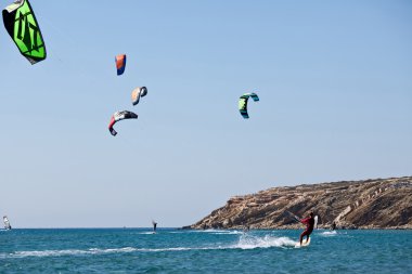 kitesurfers Denizi. Yunanistan.