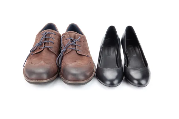 Lederen schoenen voor mannen en vrouwen — Stockfoto