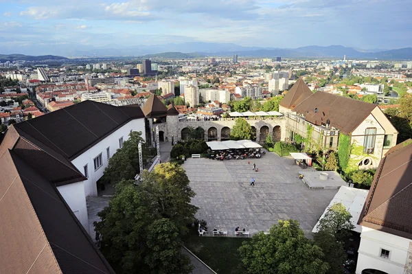 Vista superior do Castelo de Ljubljana, Ljubljanski Grad — Fotografia de Stock