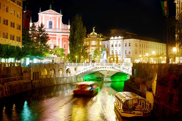 Ljubljana nachts — Stockfoto