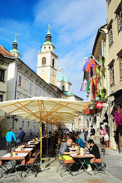 Ljubljana rua café — Fotografia de Stock