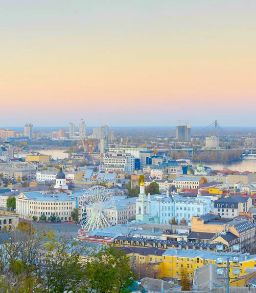 Vista Podil Distrito Histórico Orillas Del Río Dnipro Kiev Ucrania — Foto de Stock