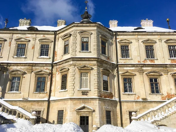 Blick Auf Die Burg Pidhirtsi Mit Schnee Winter Gebiet Lviv — Stockfoto