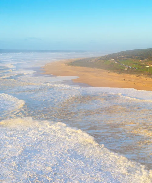 Playa Norte Nazare Famosa Por Sus Olas Gigantes Portugal — Foto de Stock