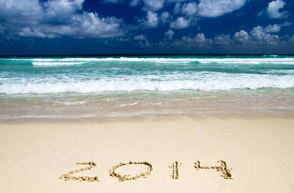 2014 på sand — Stockfoto