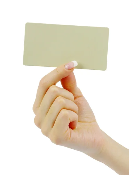 Kártya üres a kezében — Stock Fotó