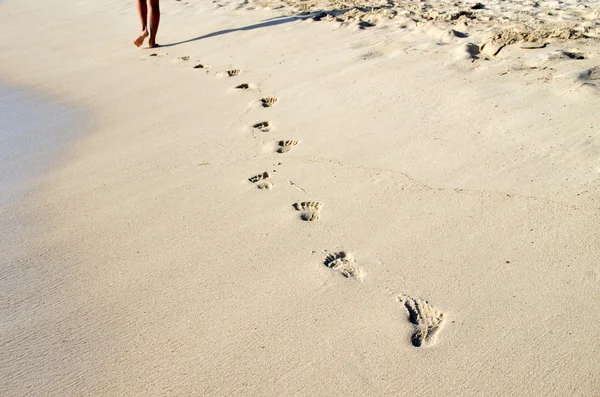 Footprints in beach — Stock Photo, Image