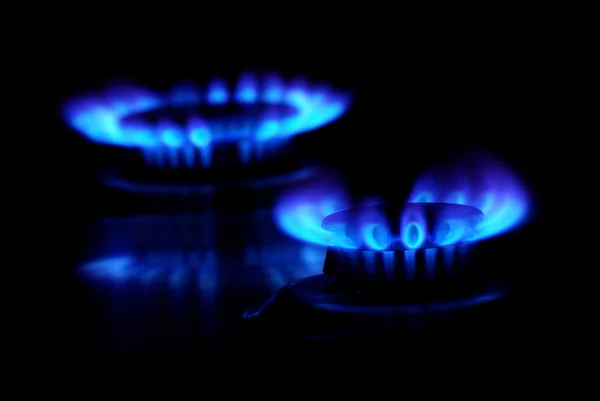 Flames of gas stove — Stok fotoğraf