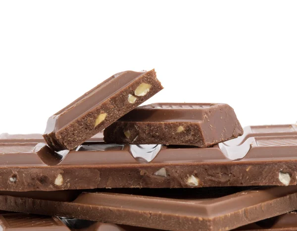 Stukken van chocolade — Stockfoto