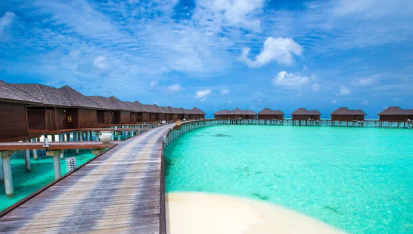 Spiaggia Con Bungalow Acquatici Alle Maldive — Foto Stock