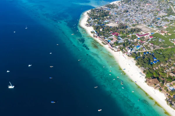 Tropische Zee Verbazingwekkende Vogelogen Uitzicht Zanzibar — Stockfoto