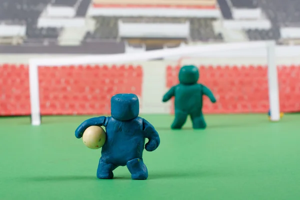 Plasticine . Football scene — Stock Photo, Image