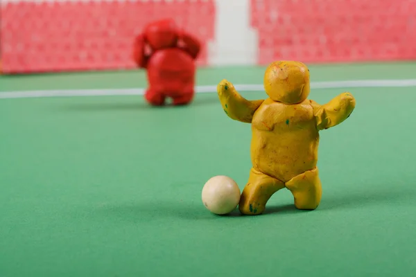 Plasticine . Football scene. — Stock Photo, Image