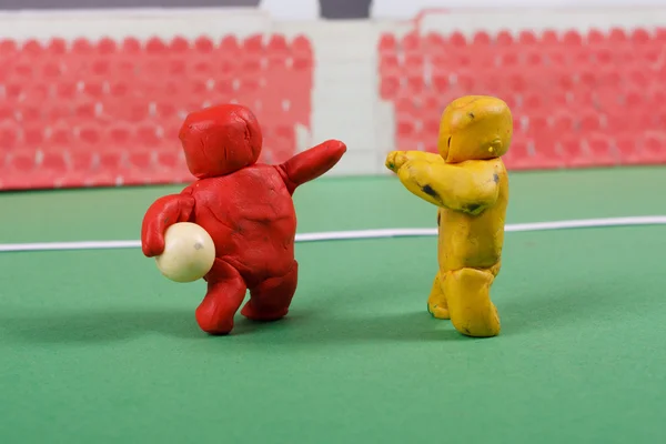 Plasticine . Football scene. — Stock Photo, Image