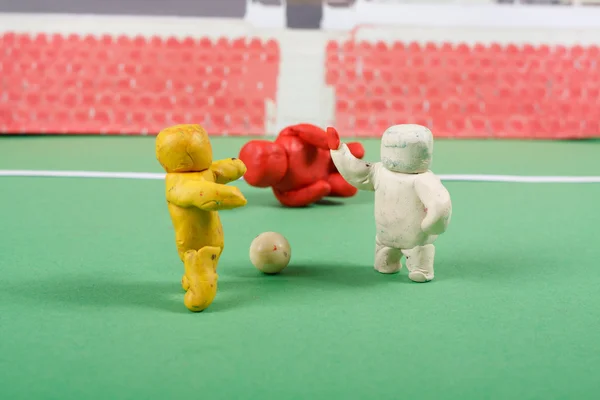 Plasticine . Football scene. — Stock Photo, Image